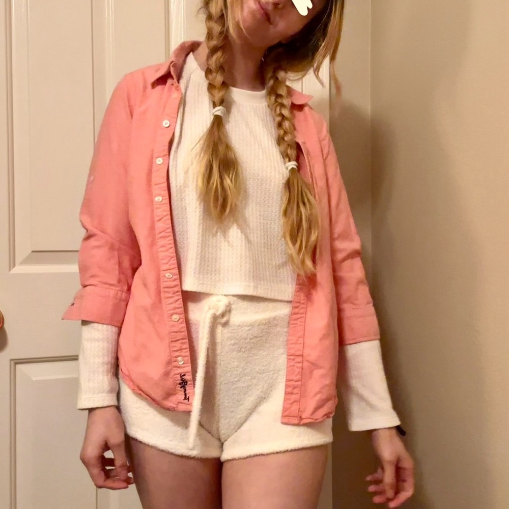Tommy Hilfiger Pink/Coral Casual Button Up  Relaxed Fit